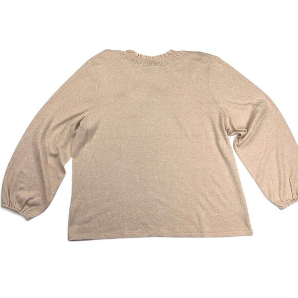 Talbots Tie Back Smocked Shimmer Ruffle Neck Blush Pink Sweater Top Size 2X - Picture 12 of 12